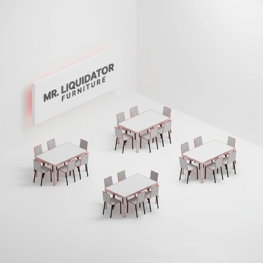 Premium 2026 dining room set liquidation featuring elegant dining tables and chairs at Mr. Liquidator in Chelsea, MA.