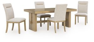 Lasinger - 5 Pc. - Dining Table And 4 Upholstered Side Chairs - Light Brown