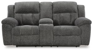 Frohn - DBL Reclining Loveseat With Console - Graphite - Fabric