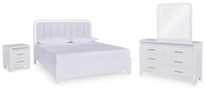Jarlee - 4 Pc. - King Panel Bed, Dresser, Mirror And Nightstand - White