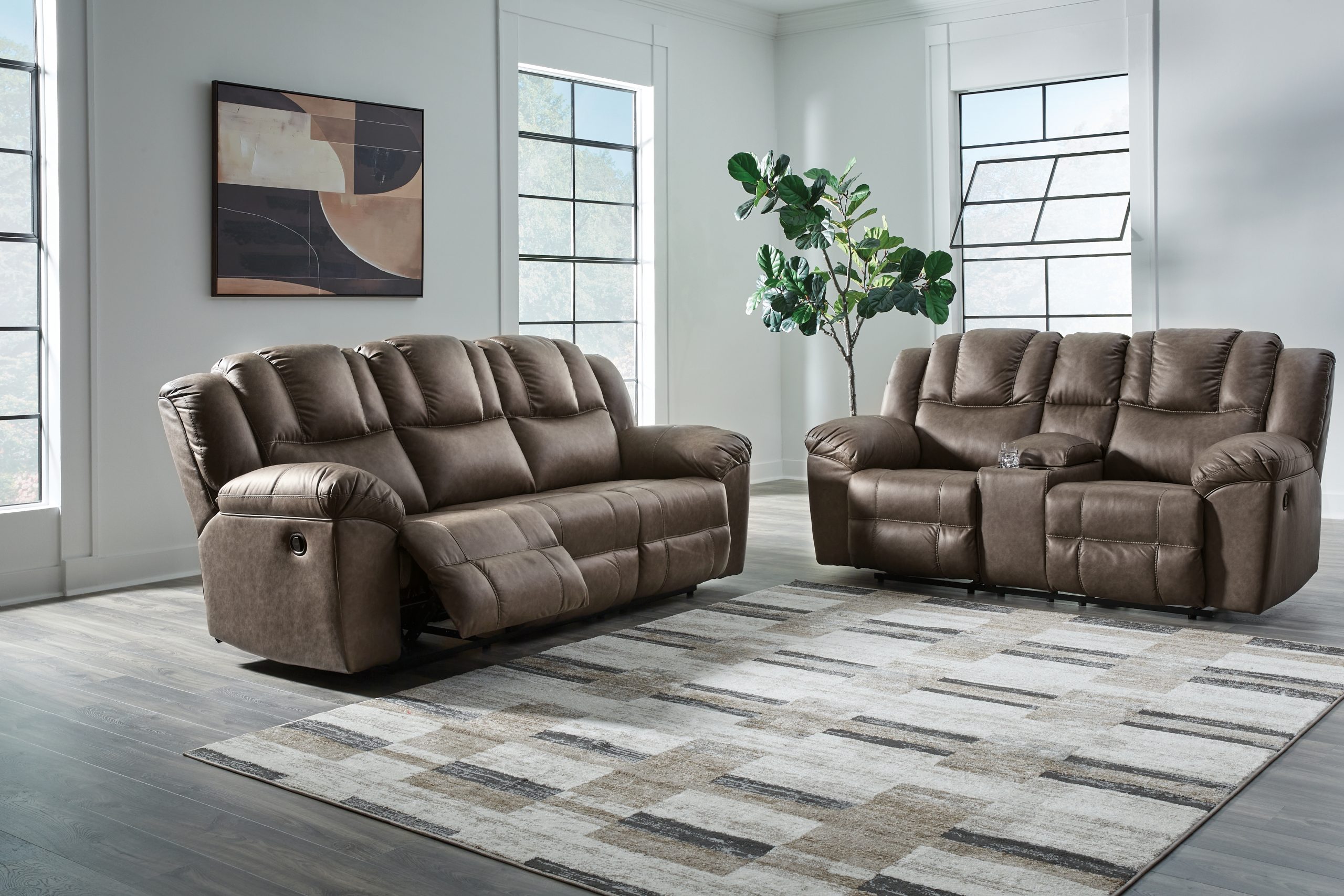 Lowilla - 2 Pc. - Reclining Sofa And Loveseat - Driftwood - Image 2
